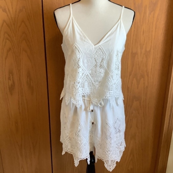 Suboo Pants - Suboo Prairie White Lace Playsuit/Romper Sz-6